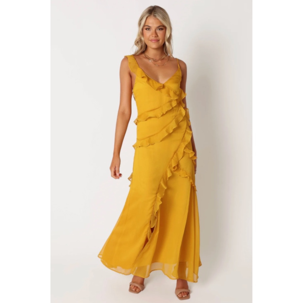 Petal + Pup Palmer Ruffle Midi Dress in Marigold NWT